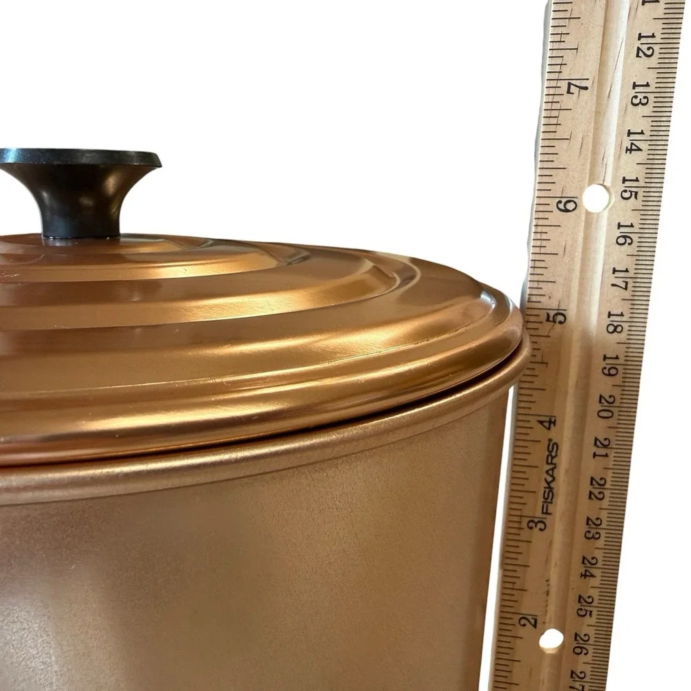 Vintage Copper Anodized Aluminum Cookie Kettle Canister Bail Handle Lid MCM GUC